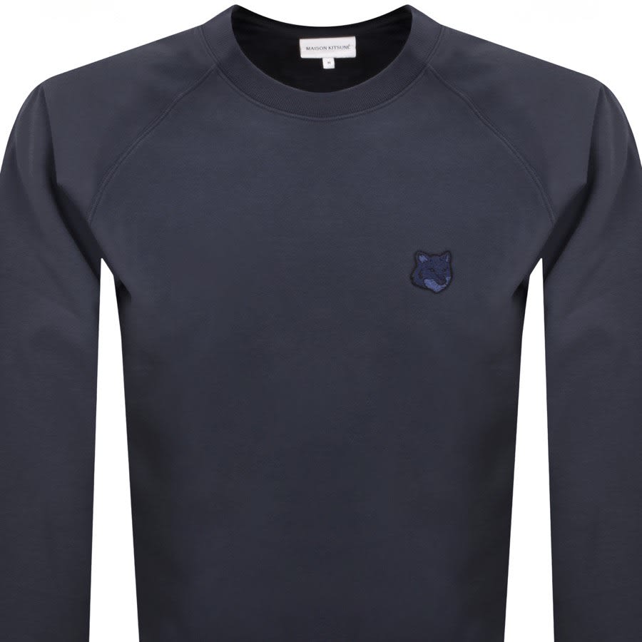 Image number 2 for Maison Kitsune Fox Head Sweatshirt Navy