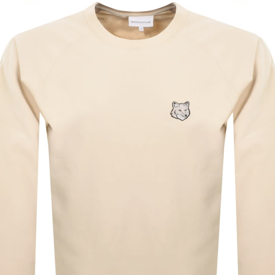 Image number 2 for Maison Kitsune Fox Head Sweatshirt Beige