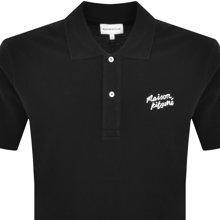 Image number 2 for Maison Kitsune Handwriting Polo T Shirt Black