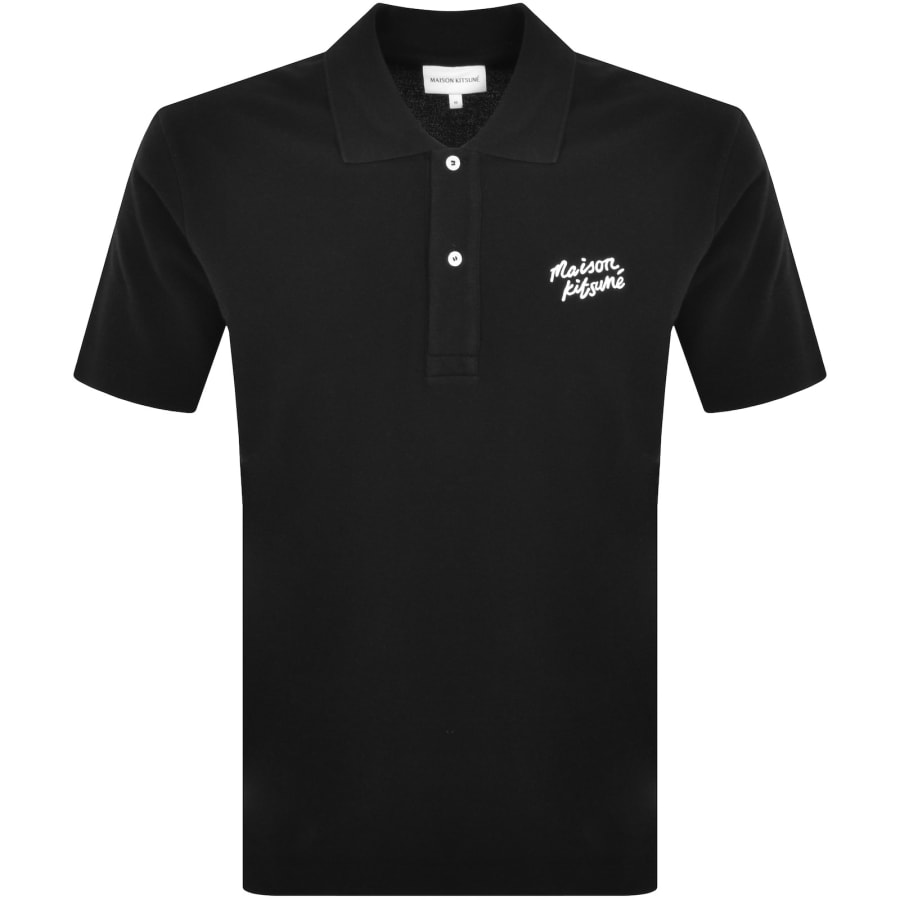 Image number 1 for Maison Kitsune Handwriting Polo T Shirt Black