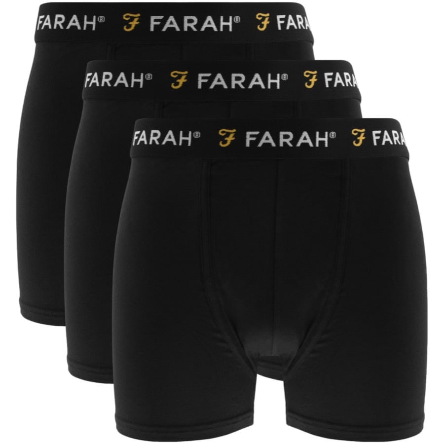 Image number 1 for Farah Vintage Saginaw 3 Pack Boxer Shorts Black