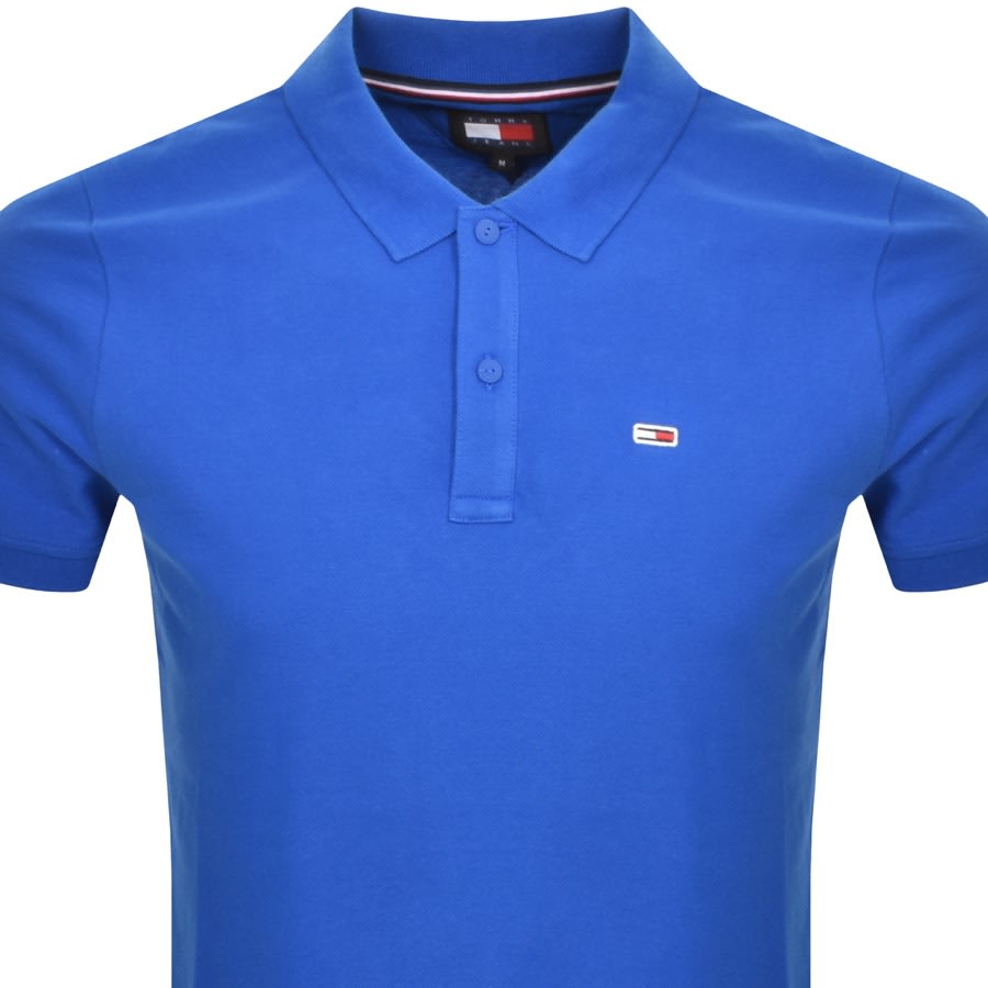 Image number 2 for Tommy Jeans Slim Placket Polo Shirt Blue