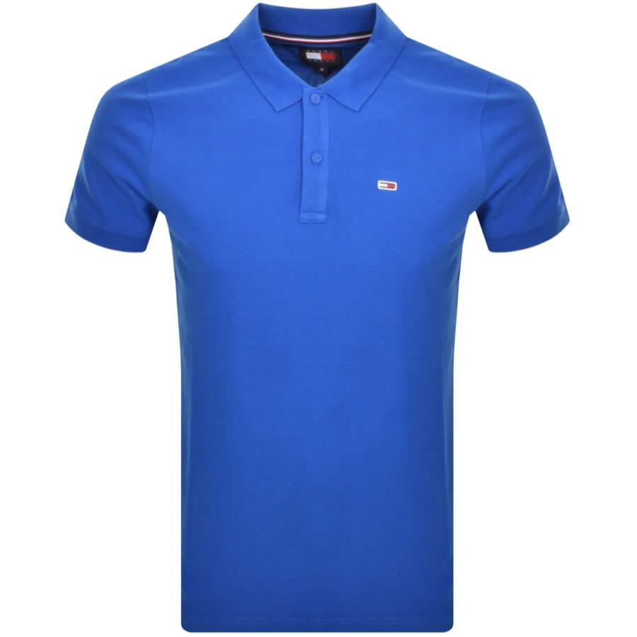 Image number 1 for Tommy Jeans Slim Placket Polo Shirt Blue