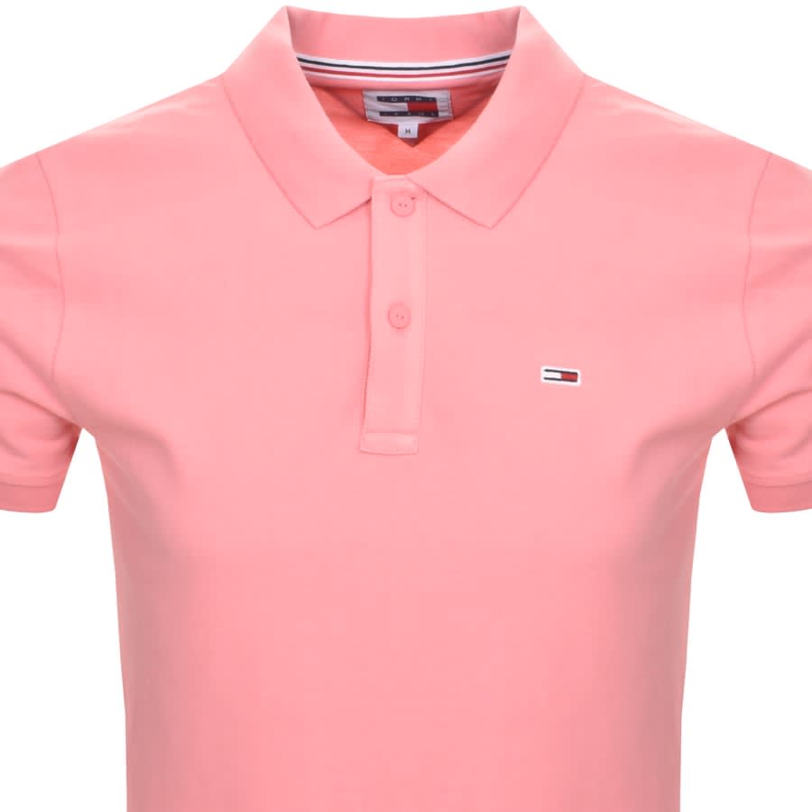 Image number 2 for Tommy Jeans Slim Placket Polo Shirt Pink