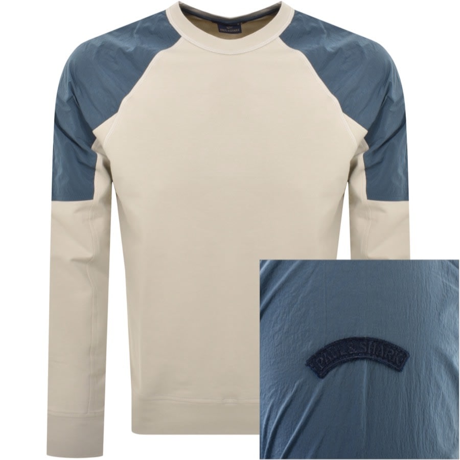 Image number 1 for Paul And Shark Panel Sweatshirt Beige
