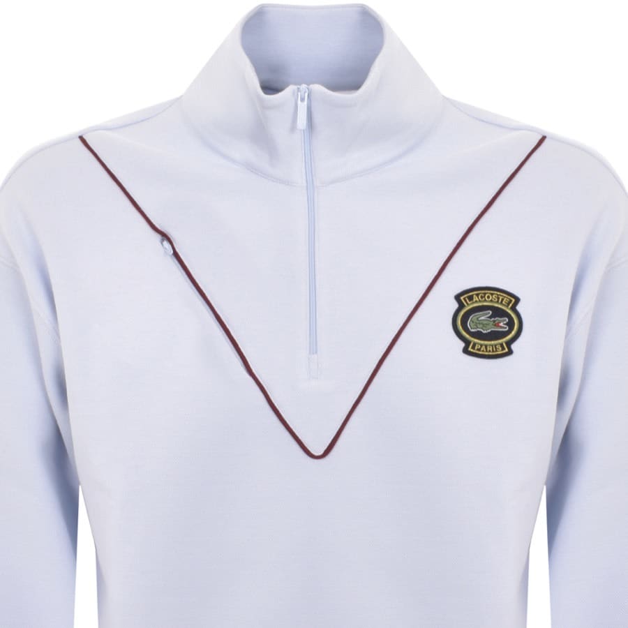 Image number 2 for Lacoste Half Zip Logo Sweatshirt Blue