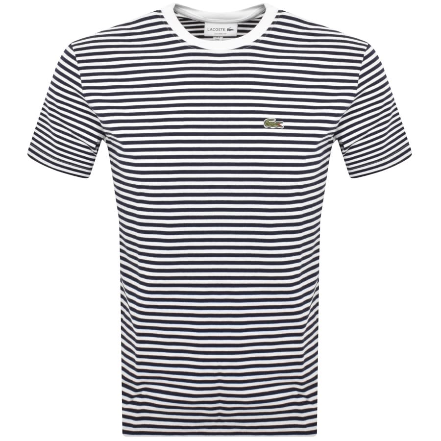 Image number 1 for Lacoste Stripe T Shirt Navy