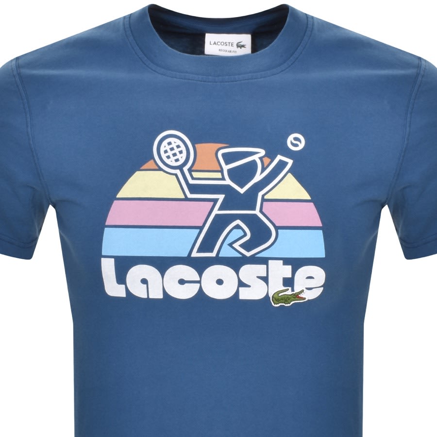 Image number 2 for Lacoste Crew Neck Graphic T Shirt Blue