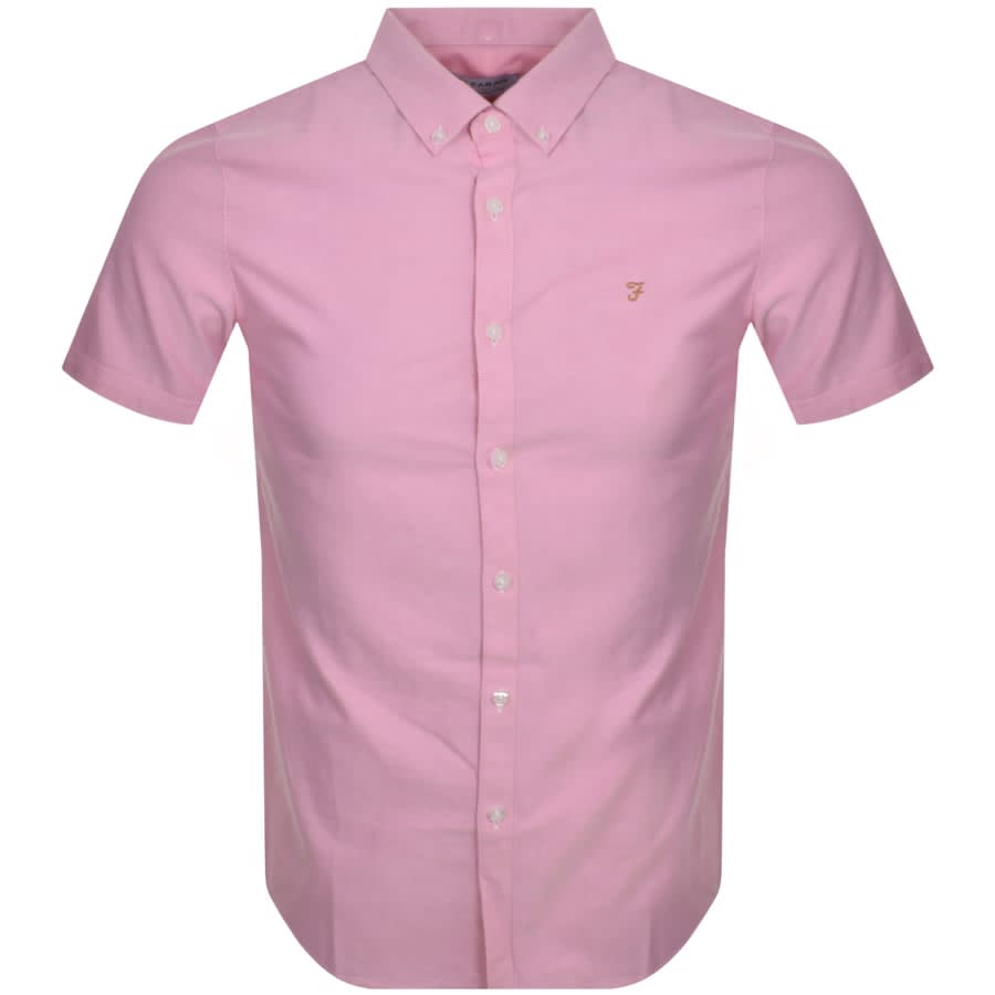 Image number 1 for Farah Vintage Brewer Short Sleeve Shirt Pink