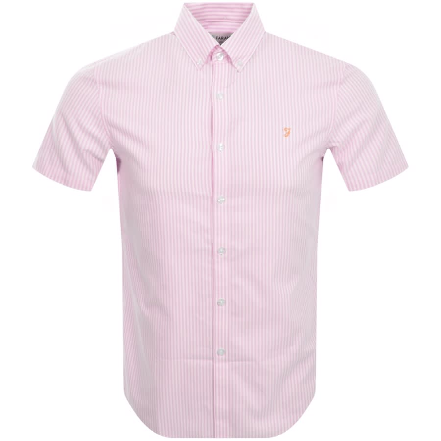 Image number 1 for Farah Vintage Brewer Short Sleeve Shirt Pink