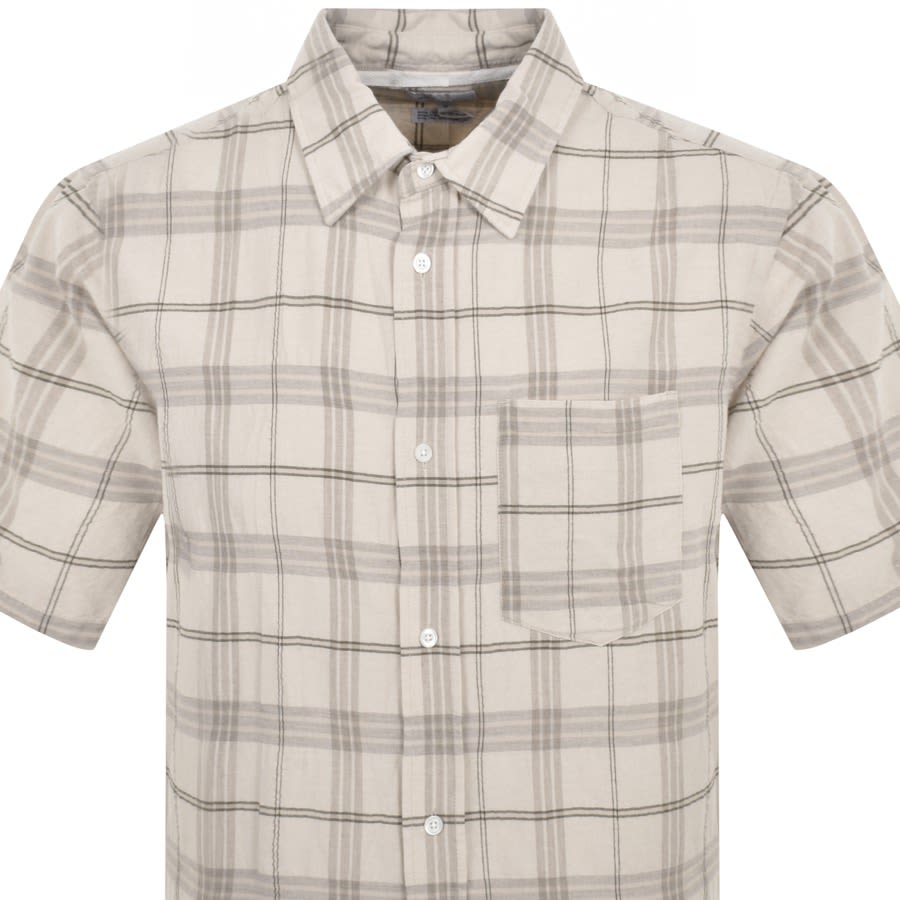 Image number 2 for Norse Projects Ivan Textured Check Shirt Beige