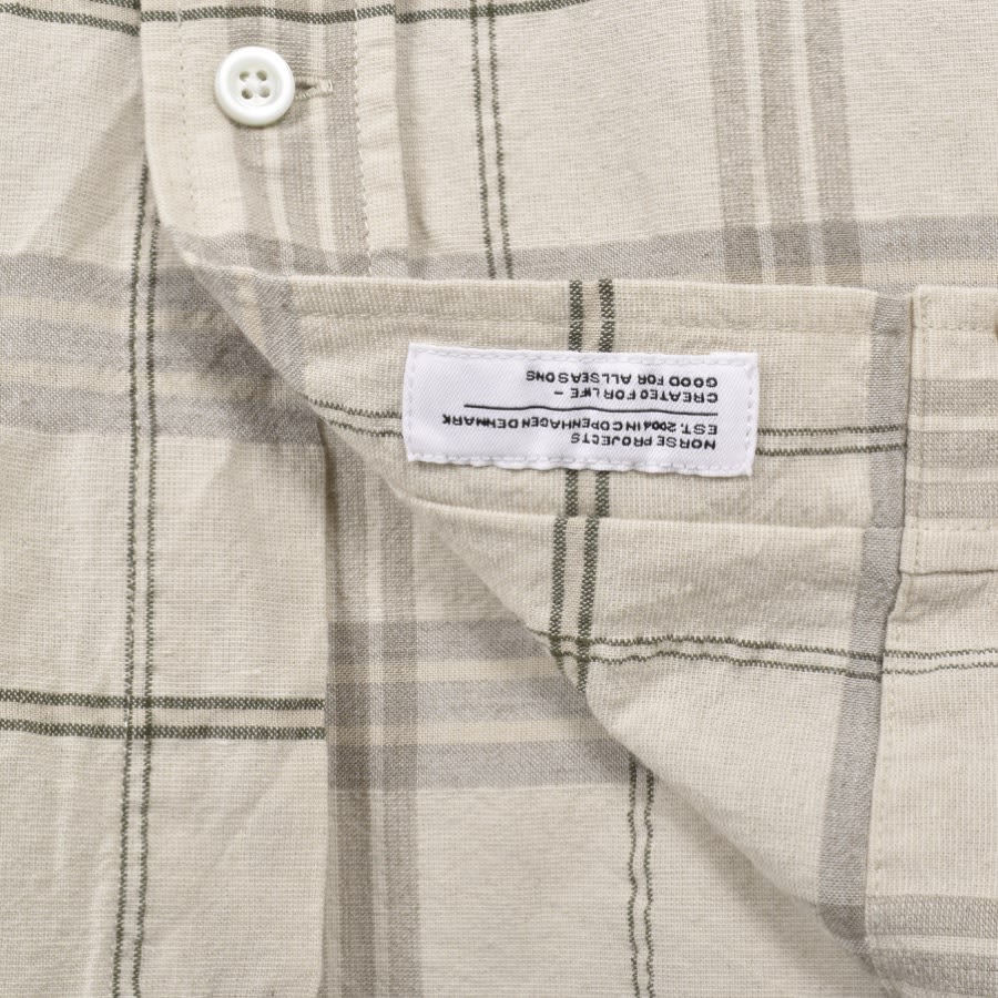Image number 4 for Norse Projects Ivan Textured Check Shirt Beige