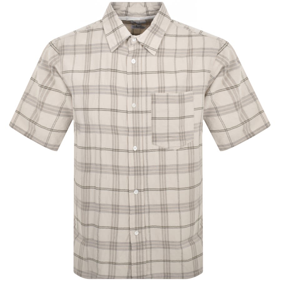 Image number 1 for Norse Projects Ivan Textured Check Shirt Beige