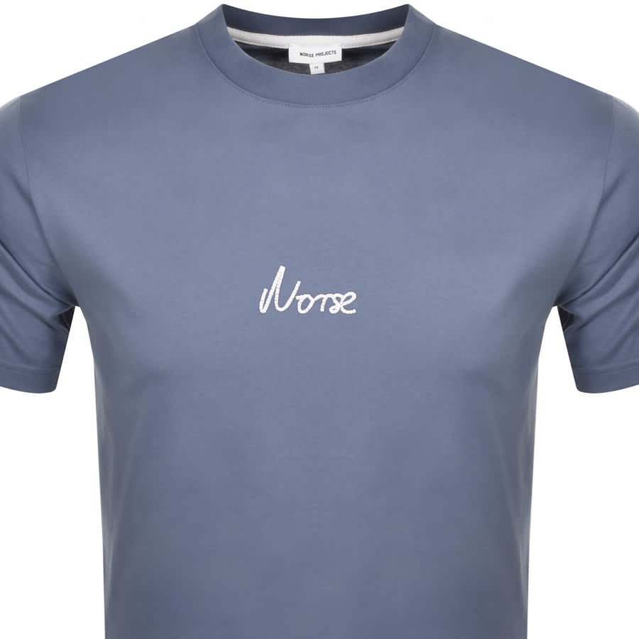Image number 2 for Norse Projects Chain Link Logo T Shirt Blue