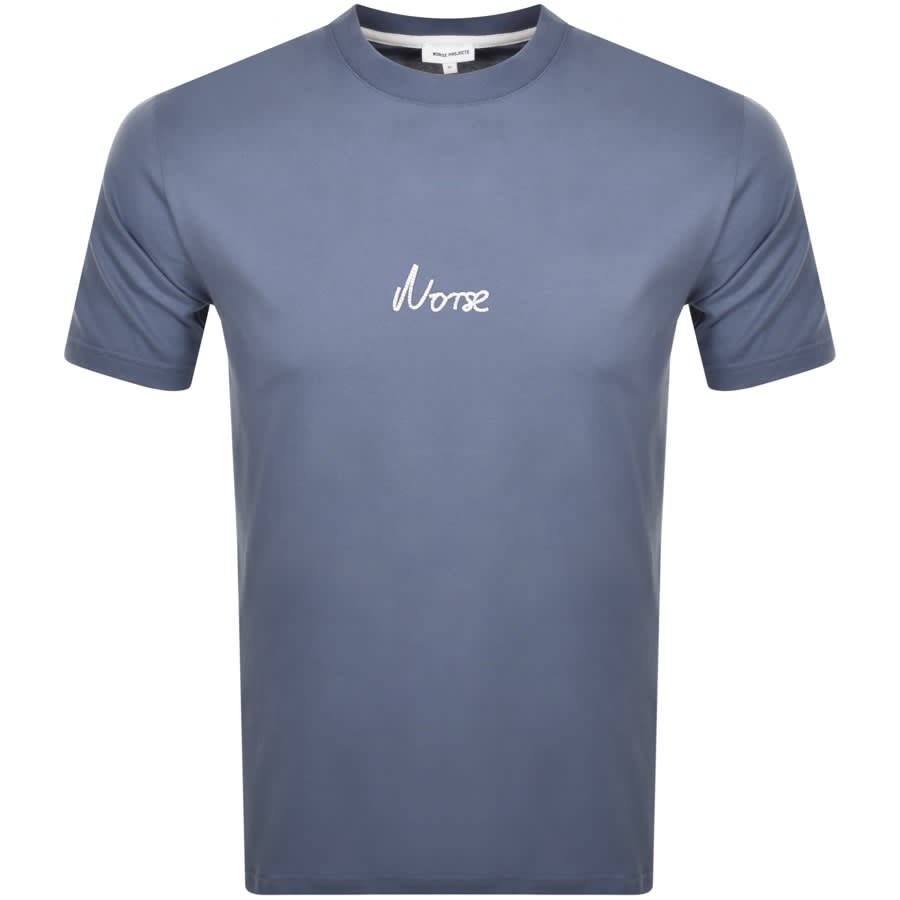 Image number 1 for Norse Projects Chain Link Logo T Shirt Blue
