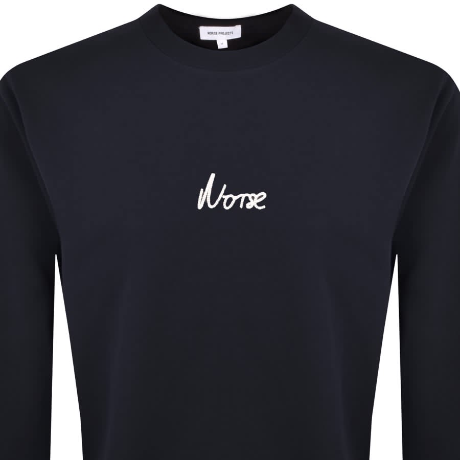 Image number 2 for Norse Projects Arne Relaxed Logo Sweatshirt Navy
