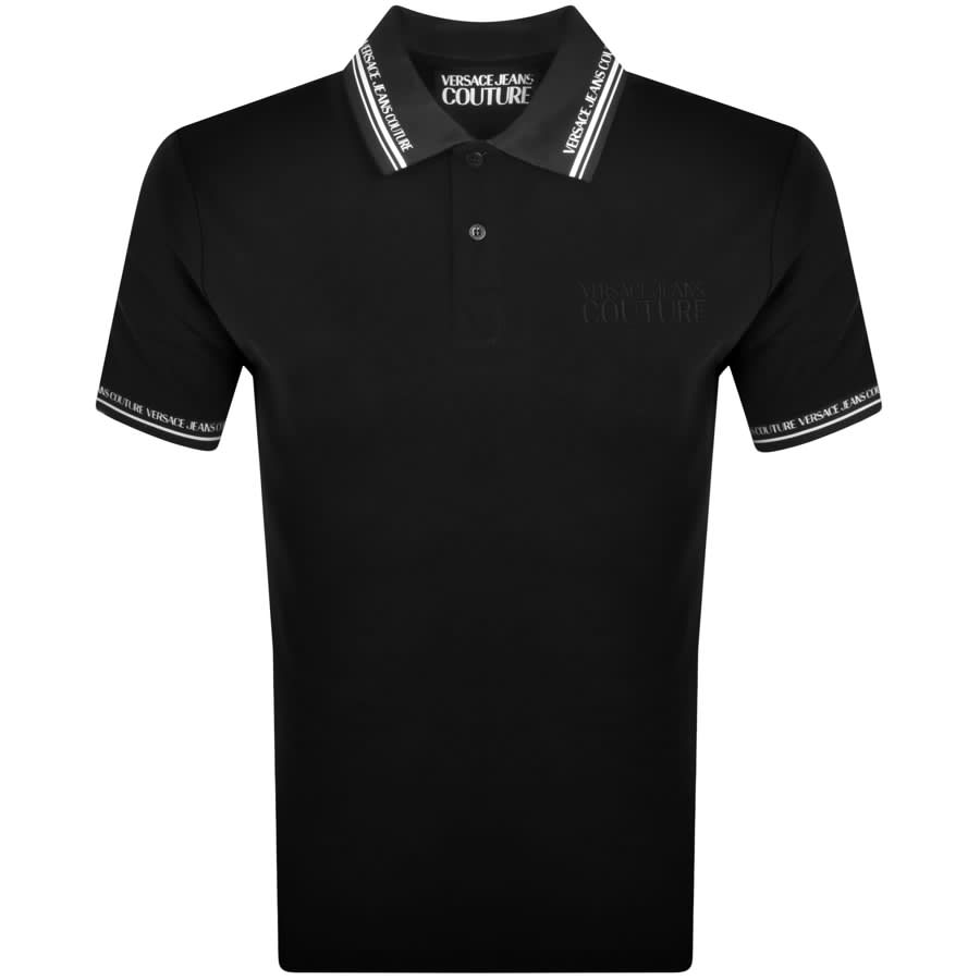 Image number 1 for Versace Jeans Couture Monogram Polo T Shirt Black