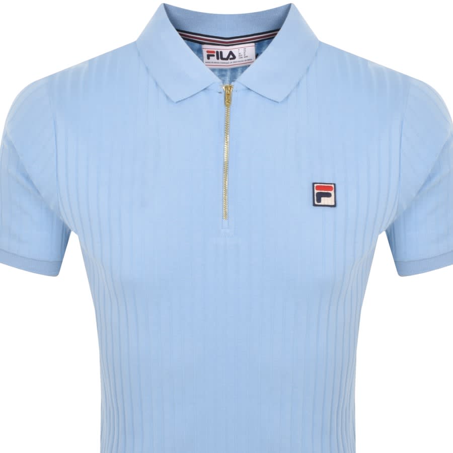 Image number 2 for Fila Vintage Pannuci Zip Polo T Shirt Blue