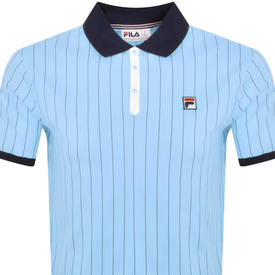 Image number 2 for Fila Vintage Classic Stripe Polo T Shirt Blue