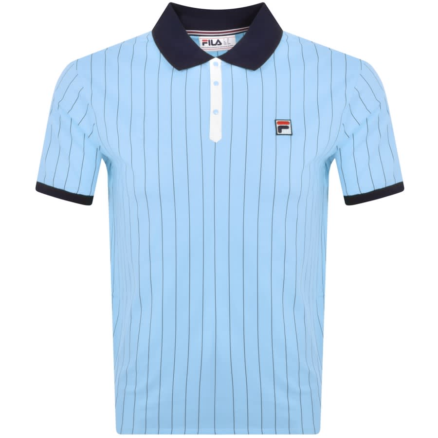 Image number 1 for Fila Vintage Classic Stripe Polo T Shirt Blue