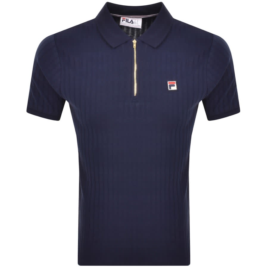Image number 1 for Fila Vintage Pannuci Zip Polo T Shirt Navy