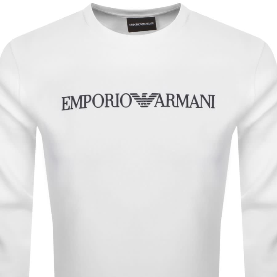 Image number 2 for Emporio Armani Crew Neck Logo Sweatshirt White
