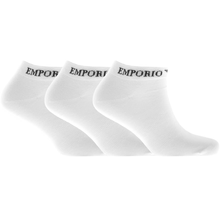 Image number 1 for Emporio Armani 3 Pack Trainer Socks White