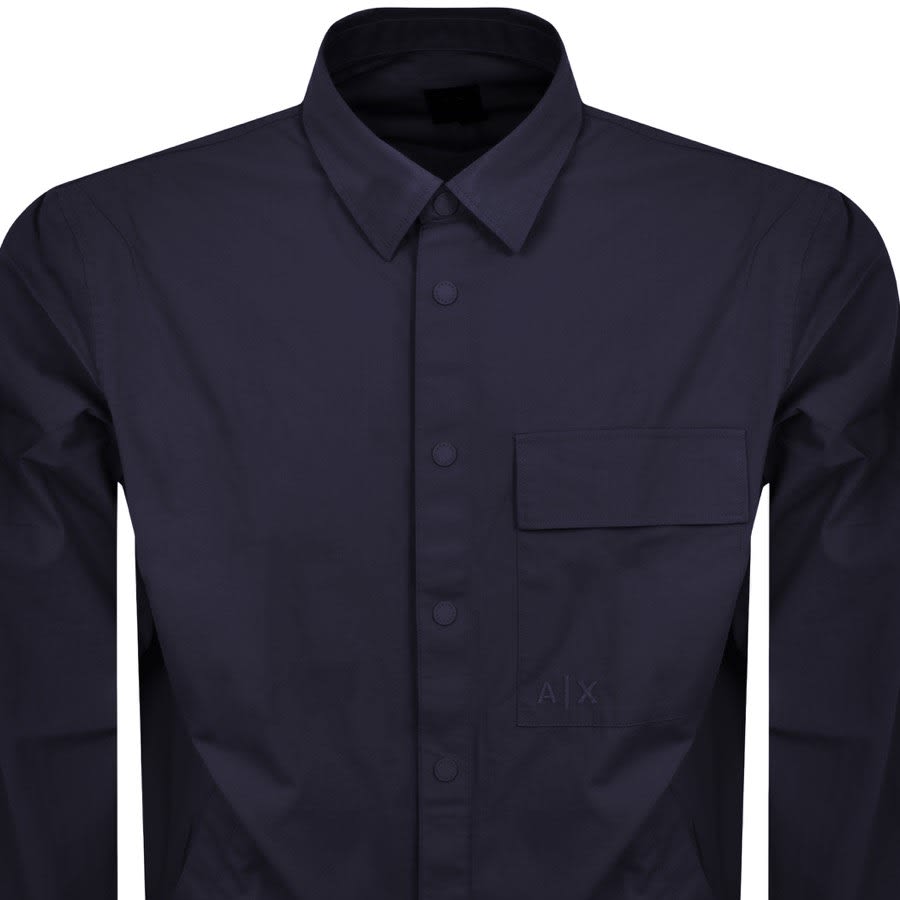 Image number 2 for Armani Exchange Long Sleeve Overshirt Navy