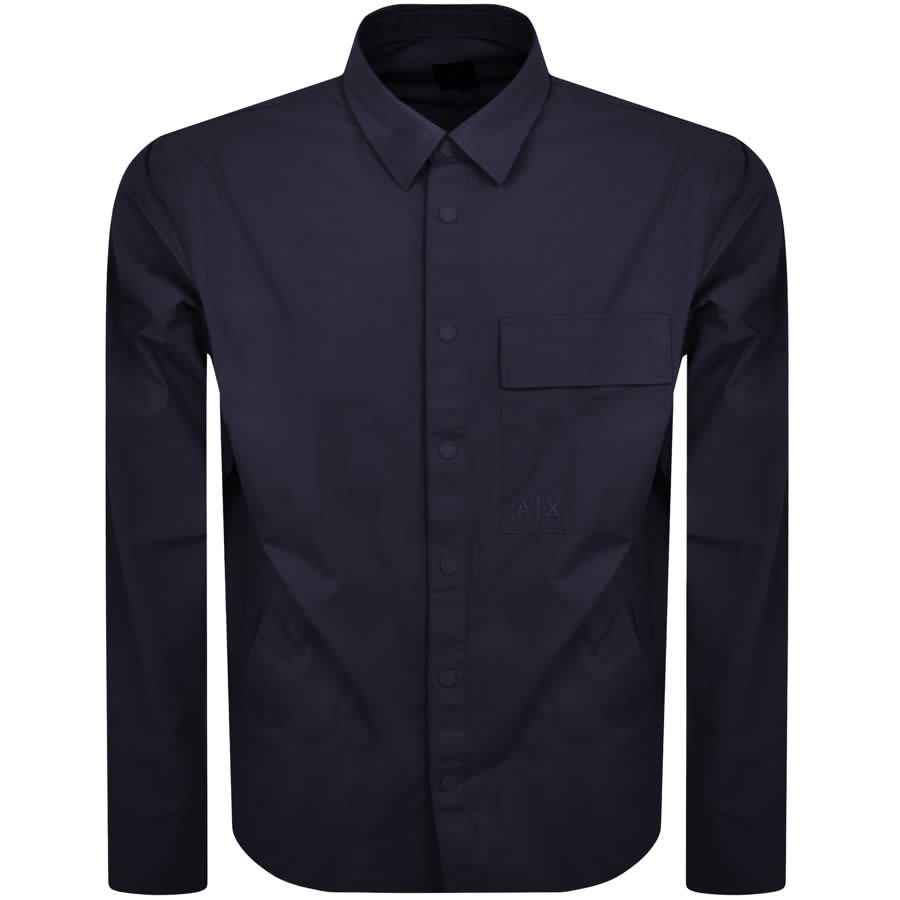Image number 1 for Armani Exchange Long Sleeve Overshirt Navy