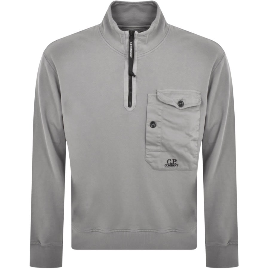 Image number 1 for CP Company Half Zip Sweatshirt Grey