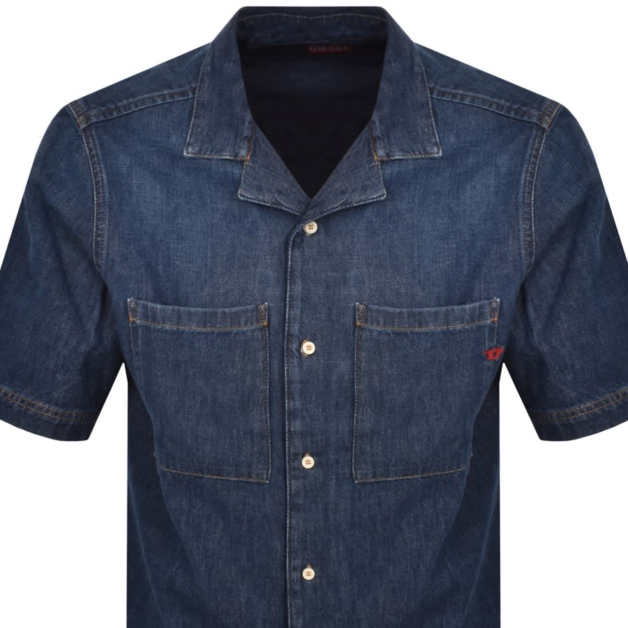Image number 2 for Diesel Denim Parohort Short Sleeve Shirt Blue