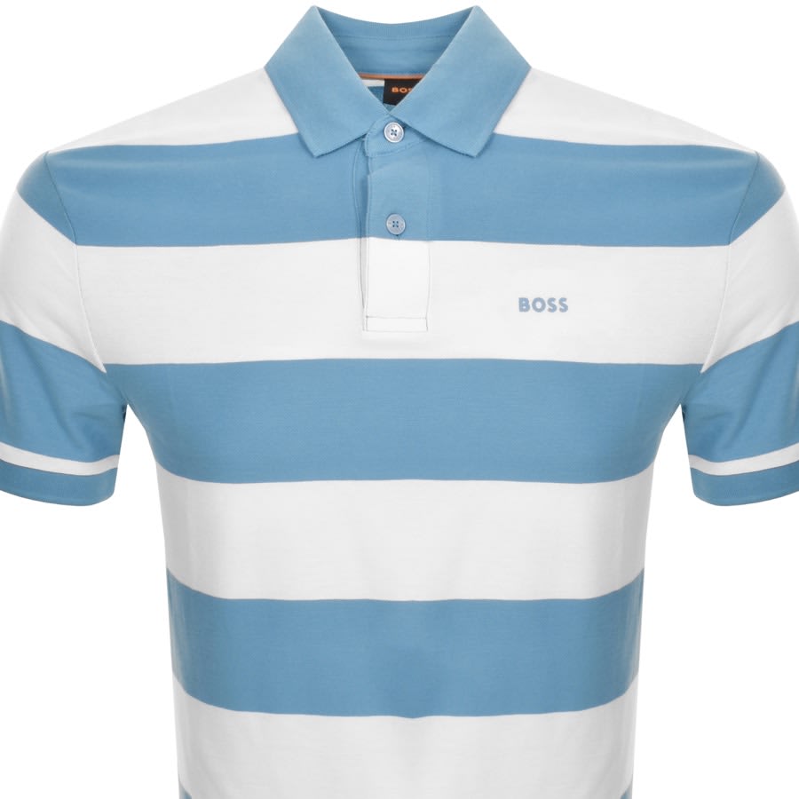 Image number 2 for BOSS Pale Stripe Polo T Shirt Blue