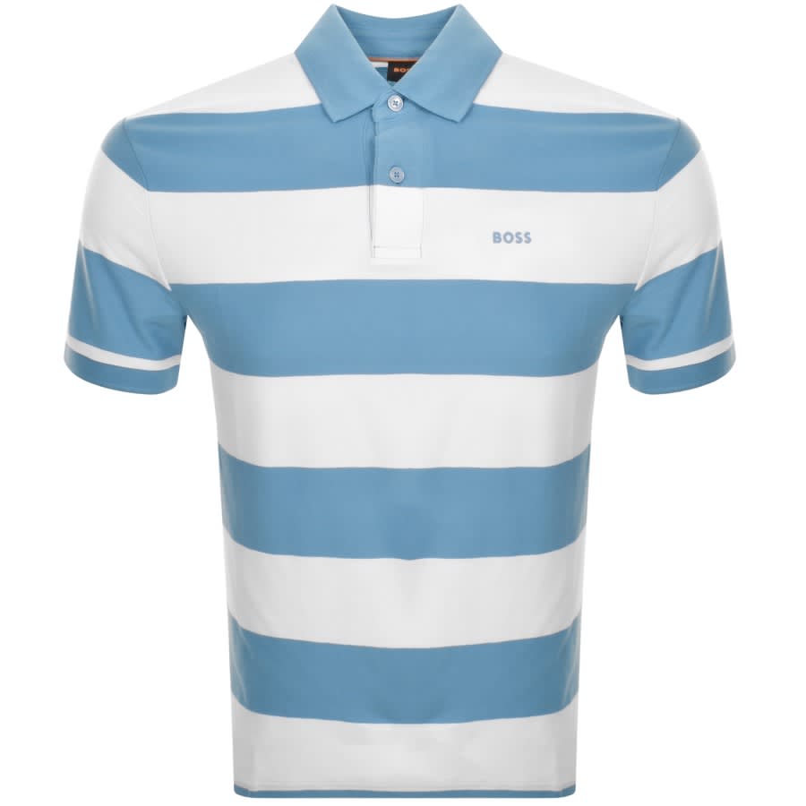 Image number 1 for BOSS Pale Stripe Polo T Shirt Blue