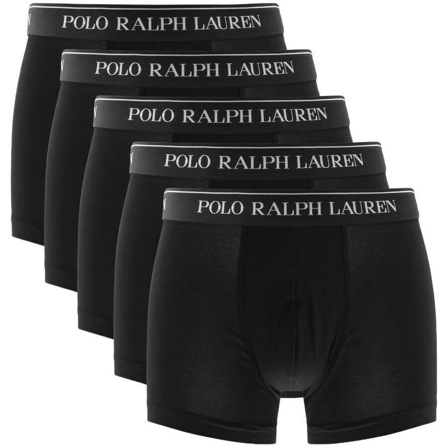 Image number 1 for Ralph Lauren Underwear 5 Pack Boxer Trunks Black