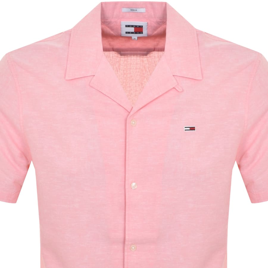 Image number 2 for Tommy Jeans Linen Short Sleeve Shirt Pink