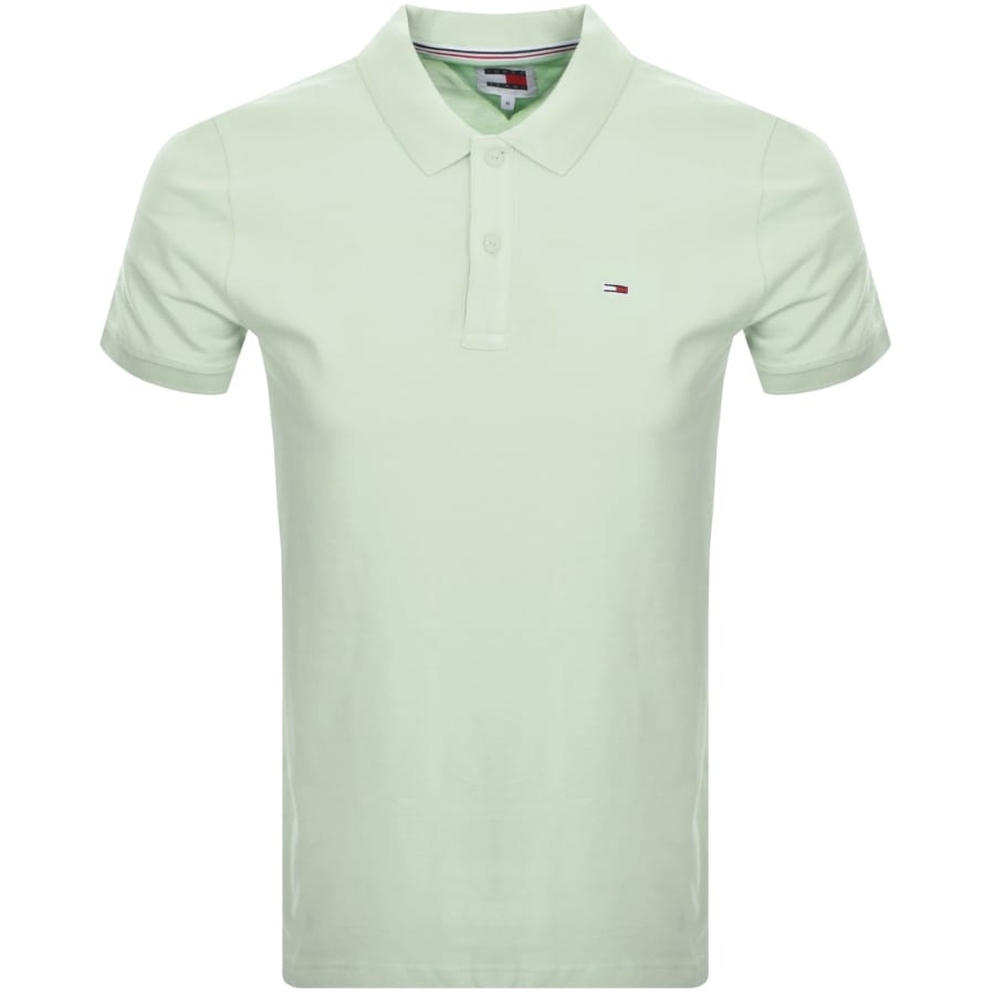 Image number 1 for Tommy Jeans Slim Placket Polo Shirt Green