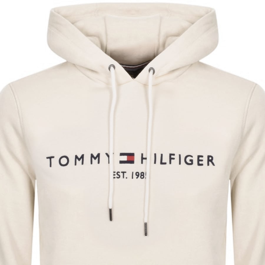 Image number 2 for Tommy Hilfiger Logo Hoodie Cream