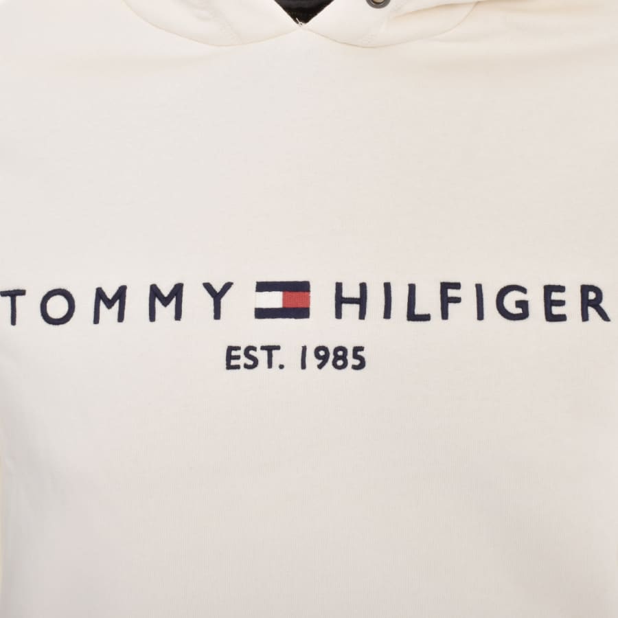 Image number 3 for Tommy Hilfiger Logo Hoodie Cream