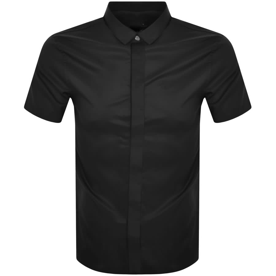 Image number 1 for Armani Exchange Slim Fit Short Sleeved Shirt Black