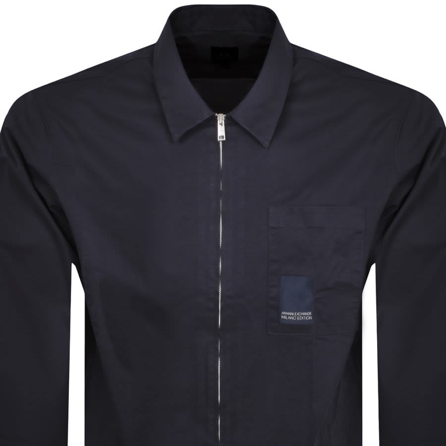 Image number 2 for Armani Exchange Long Sleeve Overshirt Navy