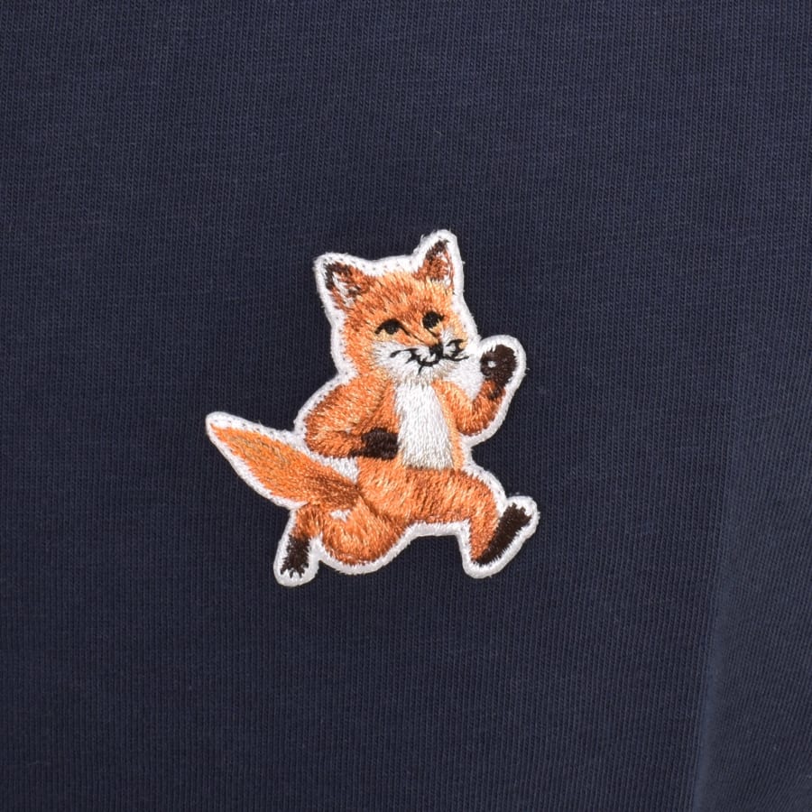 Image number 3 for Maison Kitsune Speedy Fox Patch T Shirt Blue