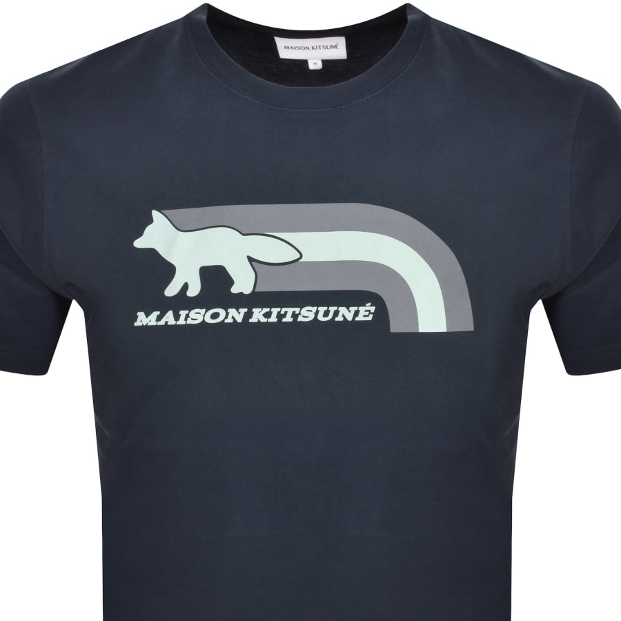 Image number 2 for Maison Kitsune Flash Fox T Shirt Navy