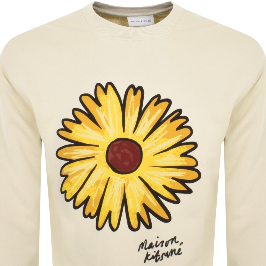 Image number 2 for Maison Kitsune Flower Sweatshirt Beige