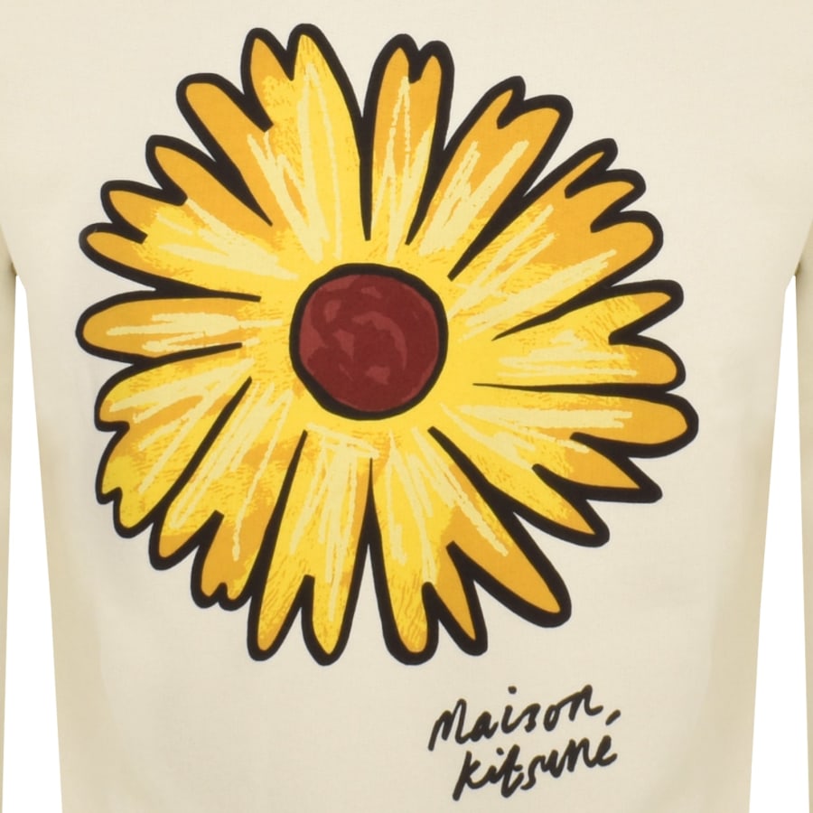Image number 3 for Maison Kitsune Flower Sweatshirt Beige