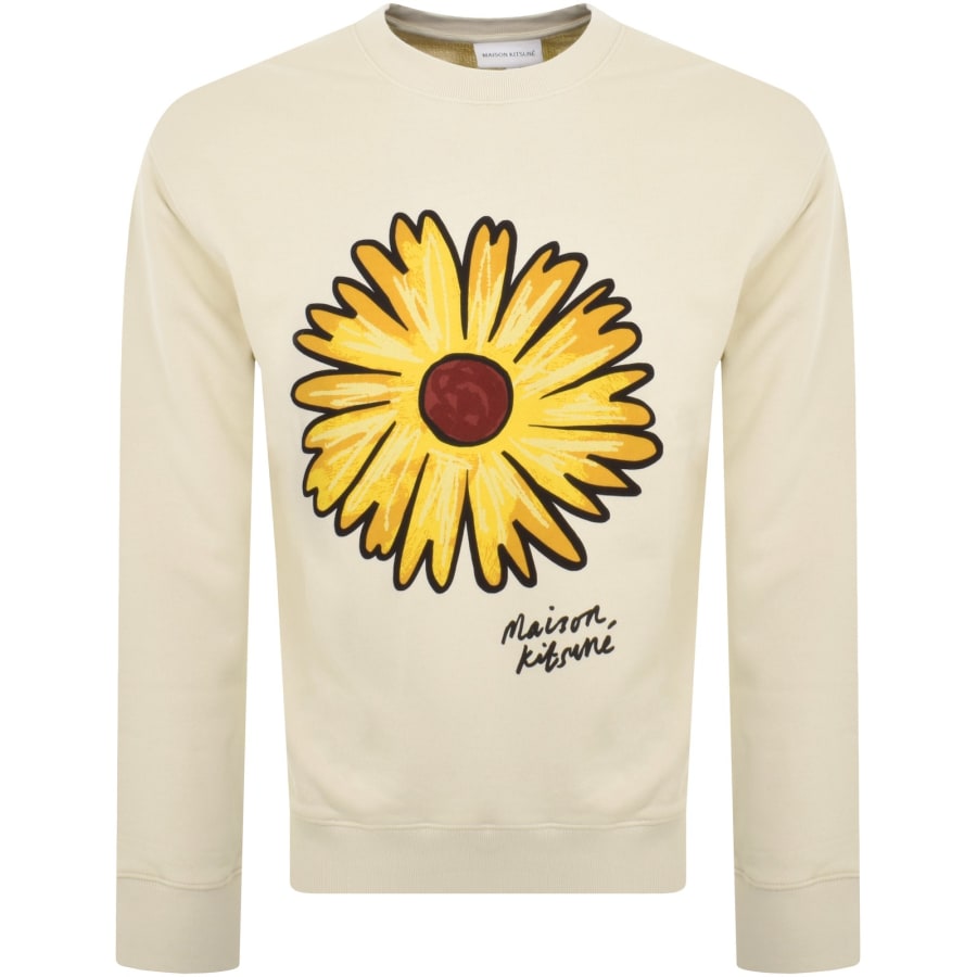 Image number 1 for Maison Kitsune Flower Sweatshirt Beige