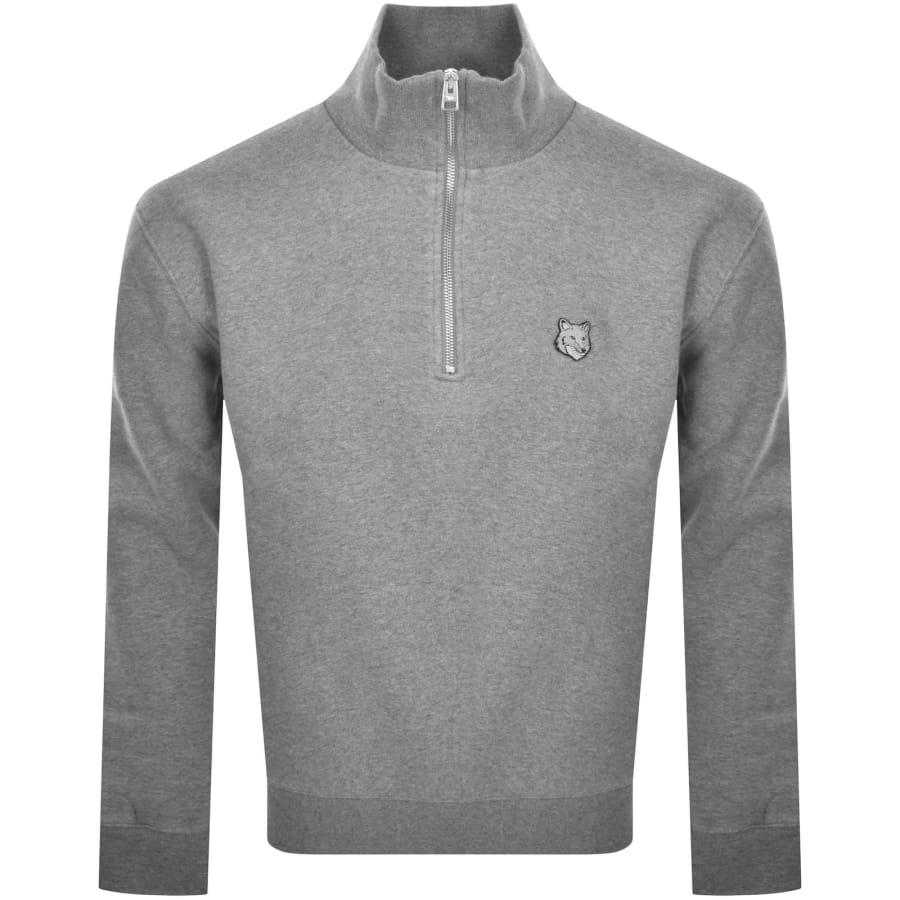 Image number 1 for Maison Kitsune Half Zip Sweatshirt Grey
