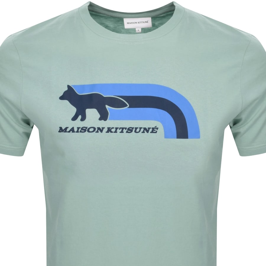 Image number 2 for Maison Kitsune Flash Fox T Shirt Blue