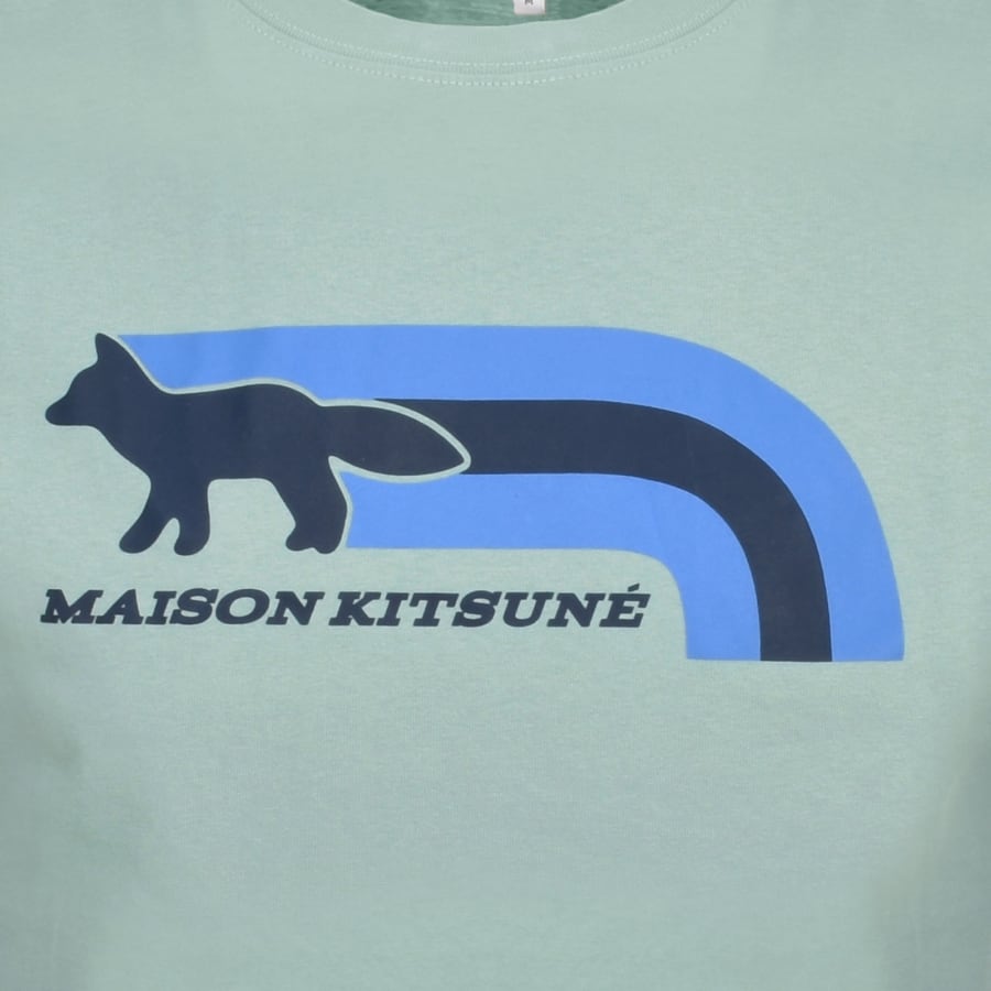 Image number 3 for Maison Kitsune Flash Fox T Shirt Blue