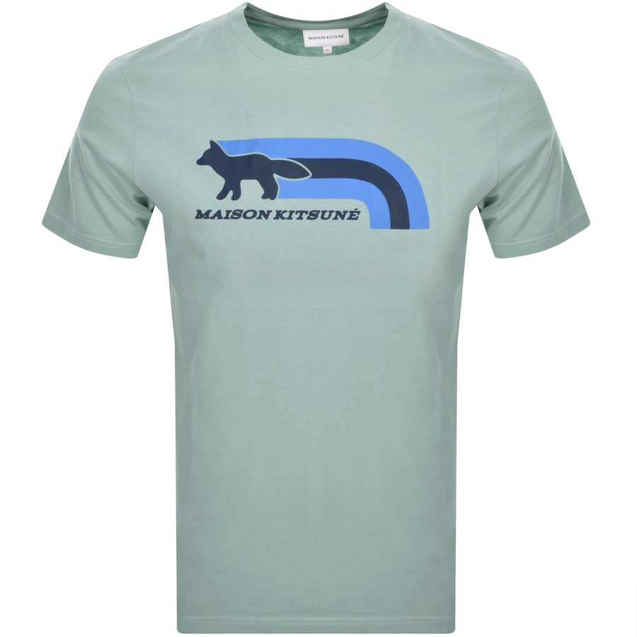 Image number 1 for Maison Kitsune Flash Fox T Shirt Blue