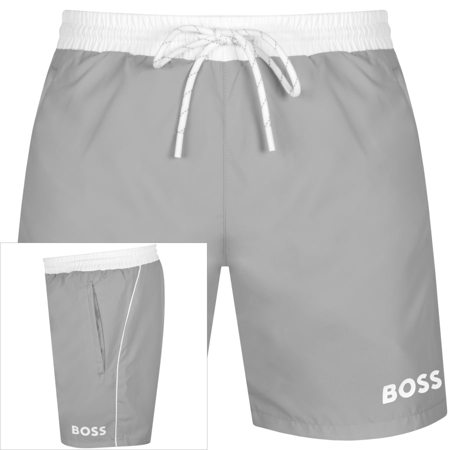 Image number 1 for BOSS Starfish Swim Shorts Grey